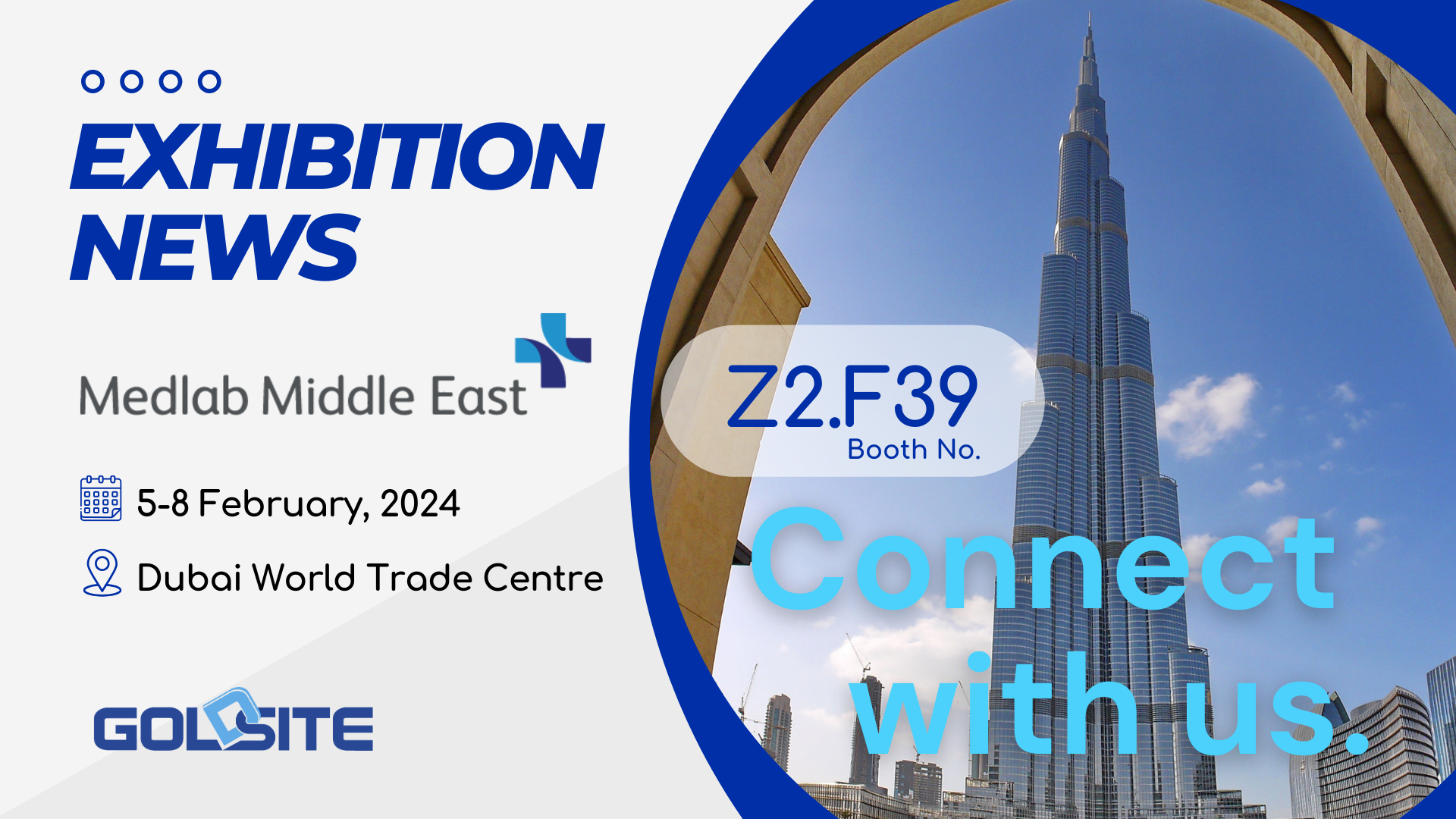 Próximos eventos: Goldsite para exibir no Medlab Oriente Médio 2024