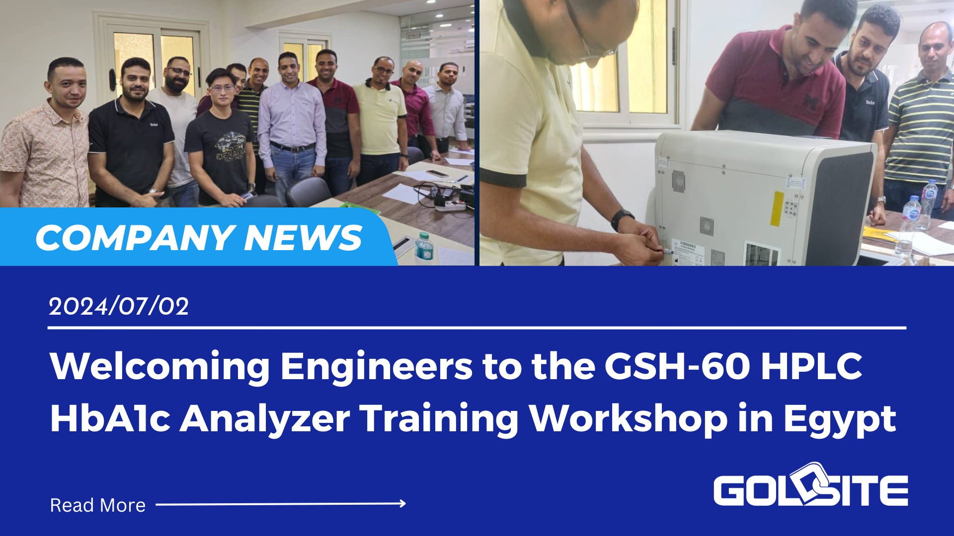 Dando boas-vindas aos engenheiros ao workshop de treinamento do analisador HPLC HbA1c GSH-60 no Egito